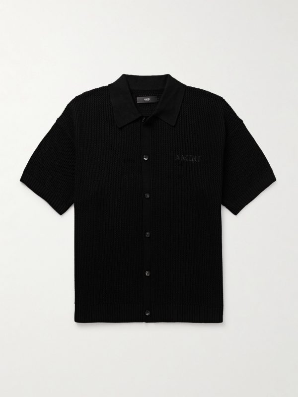 Logo-Embroidered Crocheted Cotton Shirt Logo-Embroidered Crocheted Cotton Shirt