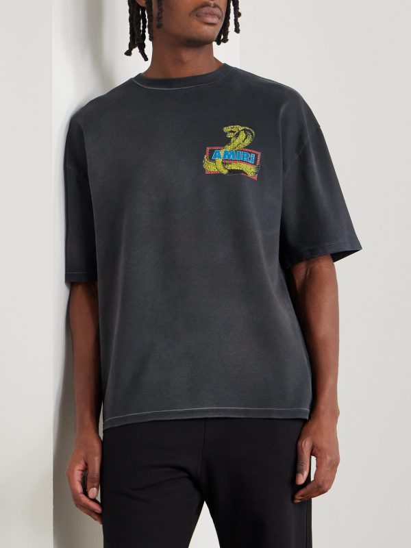 Crystal Cobra Embellished Printed Cotton-Blend Jersey T-Shirt - FR Crystal Cobra Embellished Printed Cotton-Blend Jersey T-Shirt - FR