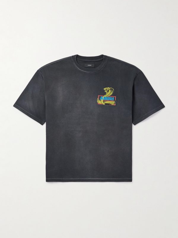 Crystal Cobra Embellished Printed Cotton-Blend Jersey T-Shirt Crystal Cobra Embellished Printed Cotton-Blend Jersey T-Shirt