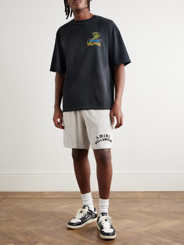Hollywood Straight-Leg Logo-Flocked Modal-Blend Drawstring Shorts - OU Hollywood Straight-Leg Logo-Flocked Modal-Blend Drawstring Shorts - OU