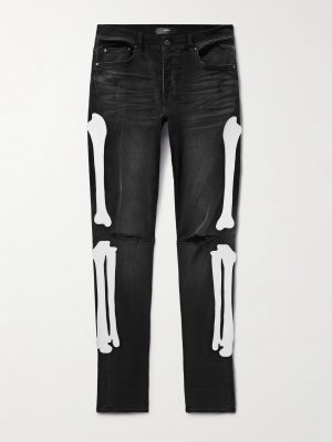 Bones Skinny-Fit Appliquéd Distressed Jeans Bones Skinny-Fit Appliquéd Distressed Jeans