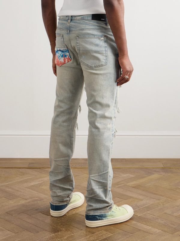 Aloha Thrasher Skinny-Fit Distressed Embellished Panelled Jeans - BK