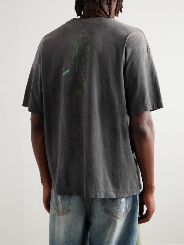+ SANTASTIC! + GEEKS RULE Distressed Printed Cotton-Jersey T-Shirt - BK + SANTASTIC! + GEEKS RULE Distressed Printed Cotton-Jersey T-Shirt - BK