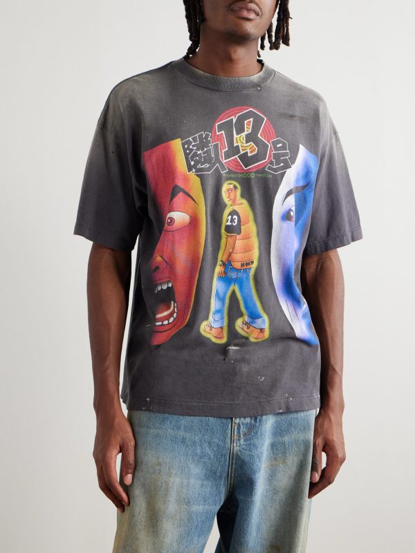 + SANTASTIC! + GEEKS RULE Distressed Printed Cotton-Jersey T-Shirt - FR + SANTASTIC! + GEEKS RULE Distressed Printed Cotton-Jersey T-Shirt - FR