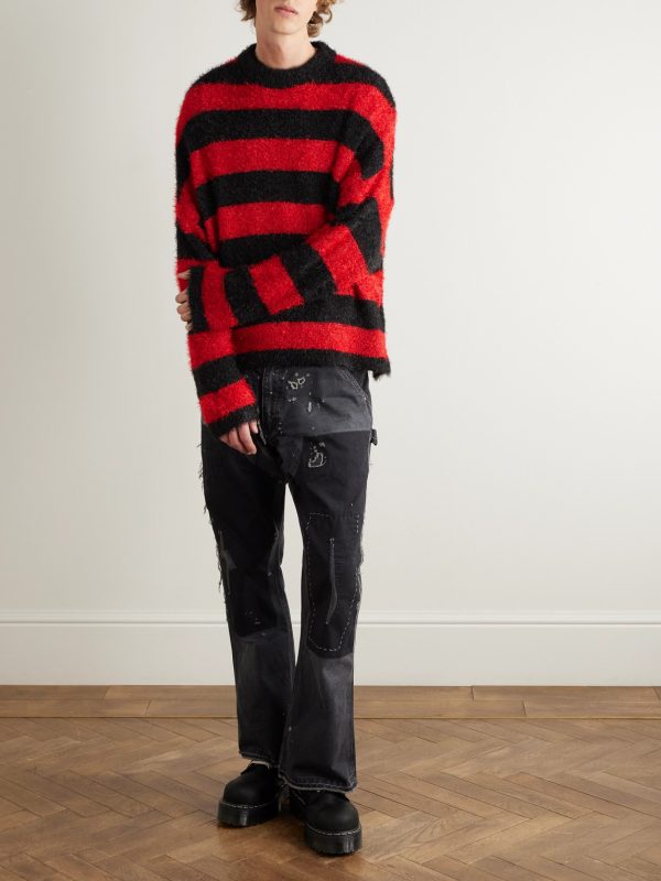 Glittered Striped Knitted Sweater - OU Glittered Striped Knitted Sweater - OU