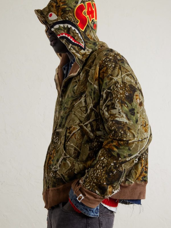 + BAPE Shark Camouflage-Print Cotton-Jersey Zip-Up Hoodie - CU + BAPE Shark Camouflage-Print Cotton-Jersey Zip-Up Hoodie - CU