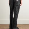 Slim-Fit Flared Double-Knee Distressed Jeans - BK Slim-Fit Flared Double-Knee Distressed Jeans - BK