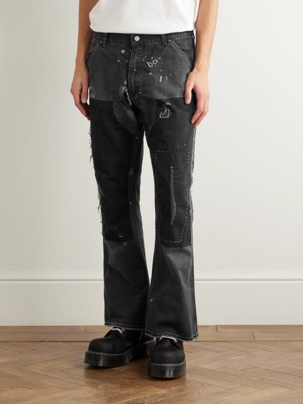 Slim-Fit Flared Double-Knee Distressed Jeans - FR Slim-Fit Flared Double-Knee Distressed Jeans - FR