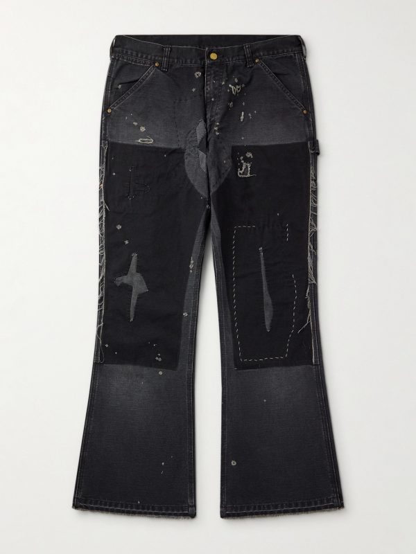 Slim-Fit Flared Double-Knee Distressed Jeans Slim-Fit Flared Double-Knee Distressed Jeans