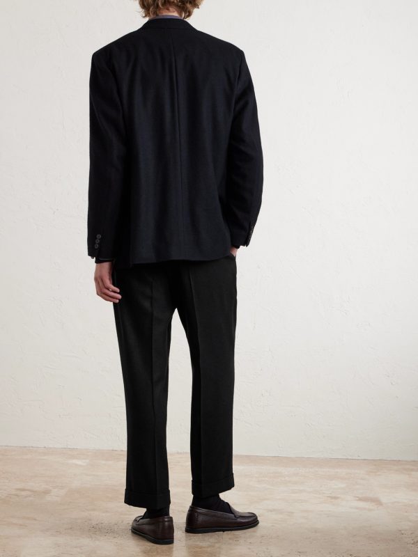 Straight-Leg Pleated Cashmere Trousers - BK Straight-Leg Pleated Cashmere Trousers - BK