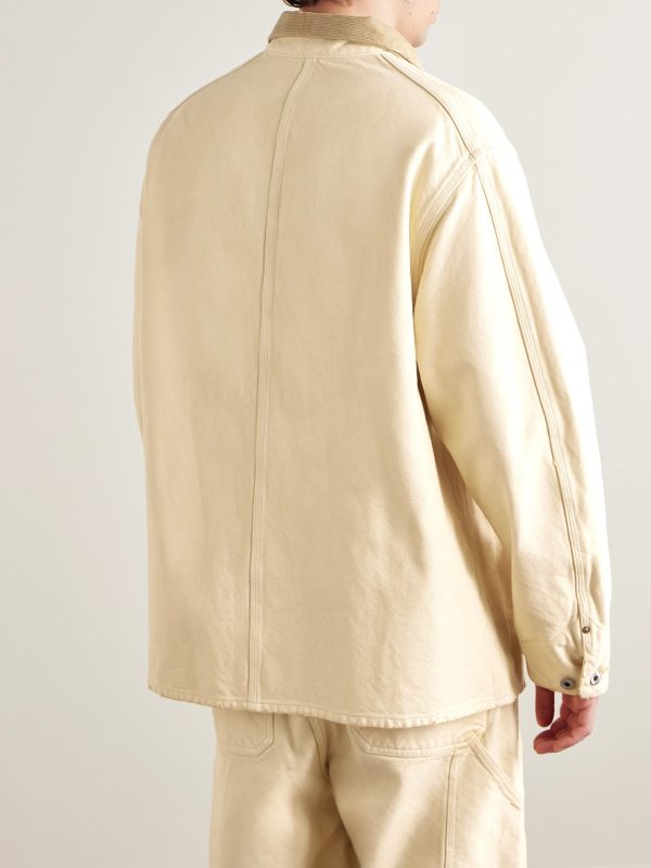 Vintage Corduroy-Trimmed Distressed Cotton-Blend Canvas Coverall Jacket - BK Vintage Corduroy-Trimmed Distressed Cotton-Blend Canvas Coverall Jacket - BK