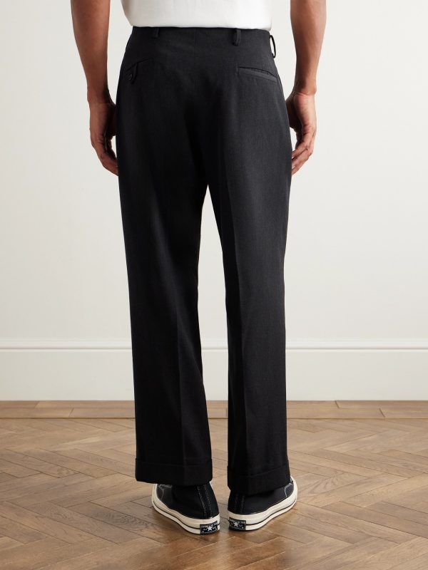Straight-Leg Wool-Twill Trousers - BK Straight-Leg Wool-Twill Trousers - BK