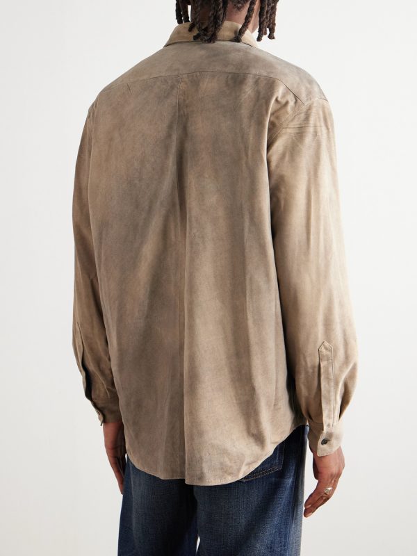 Distressed Suede Shirt Jacket - BK