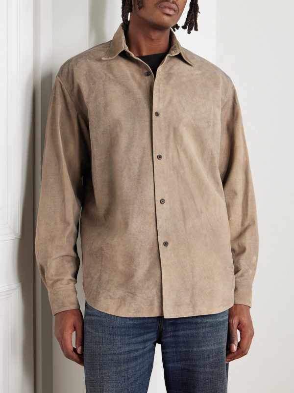 Distressed Suede Shirt Jacket - FR