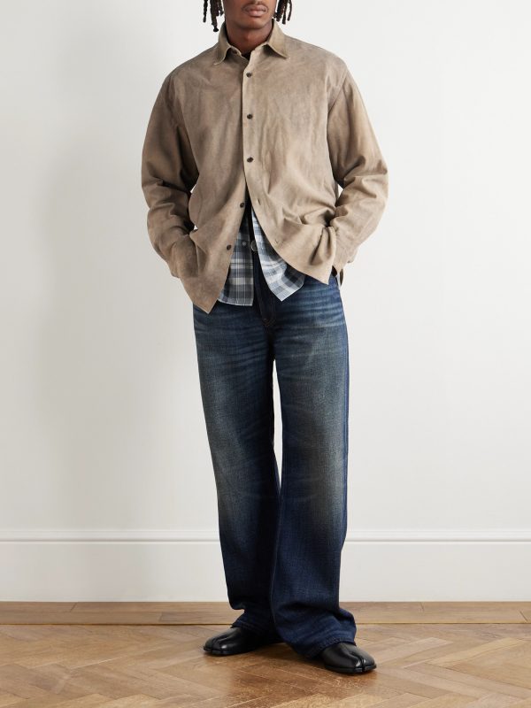 Distressed Suede Shirt Jacket - OU