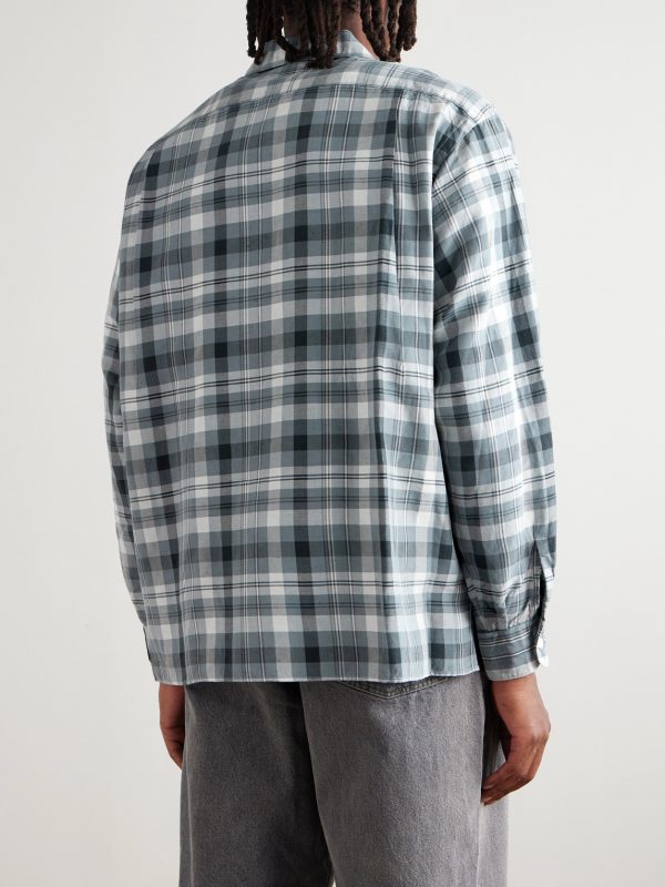 Camp-Collar Checked Silk and Linen-Blend Shirt - BK Camp-Collar Checked Silk and Linen-Blend Shirt - BK