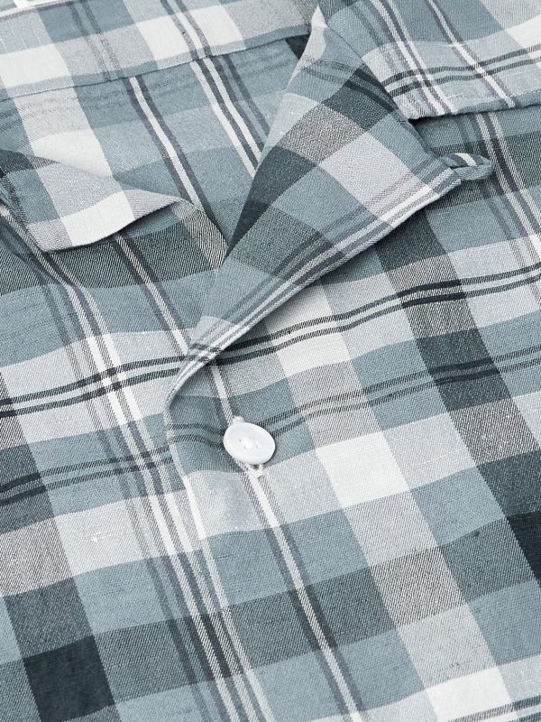 Camp-Collar Checked Silk and Linen-Blend Shirt - CU Camp-Collar Checked Silk and Linen-Blend Shirt - CU