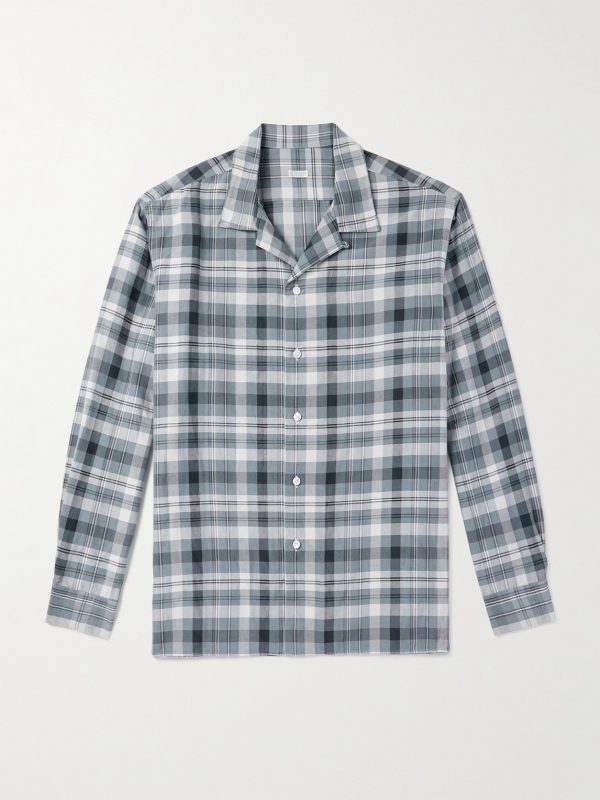 Camp-Collar Checked Silk and Linen-Blend Shirt Camp-Collar Checked Silk and Linen-Blend Shirt