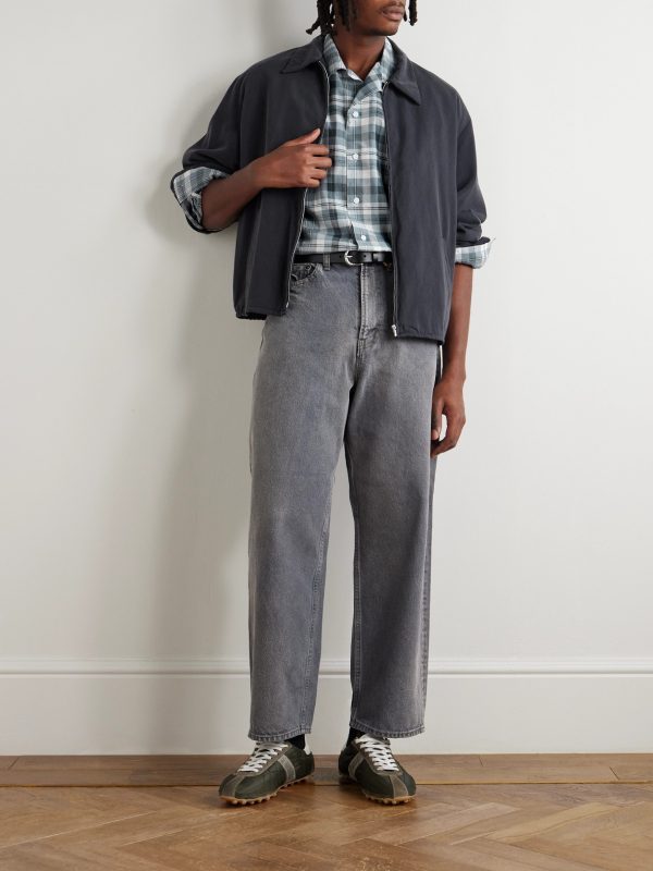 Camp-Collar Checked Silk and Linen-Blend Shirt - OU Camp-Collar Checked Silk and Linen-Blend Shirt - OU