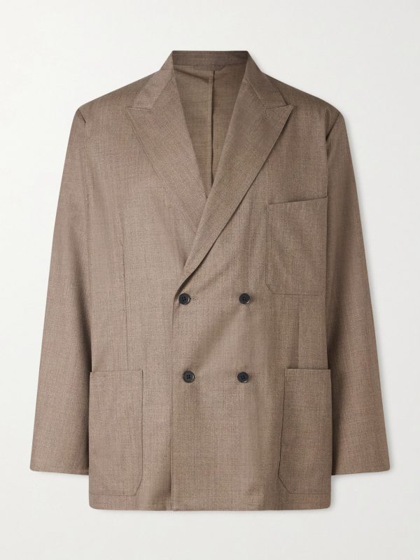 Take Easy Double-Breasted Wool-Gabardine Suit Jacket Take Easy Double-Breasted Wool-Gabardine Suit Jacket