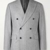 Double-Breasted Pinstriped Wool Suit Jacket Double-Breasted Pinstriped Wool Suit Jacket