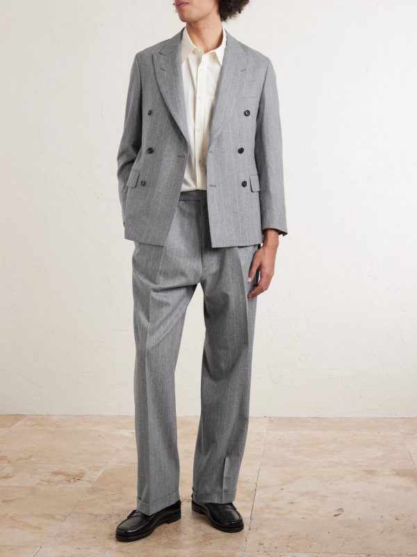 Double-Breasted Pinstriped Wool Suit Jacket - OU2 Double-Breasted Pinstriped Wool Suit Jacket - OU2