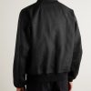 Belted Linen and Wool-Blend Bomber Jacket - BK Belted Linen and Wool-Blend Bomber Jacket - BK