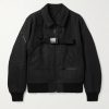 Belted Linen and Wool-Blend Bomber Jacket Belted Linen and Wool-Blend Bomber Jacket