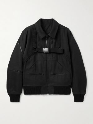 Belted Linen and Wool-Blend Bomber Jacket
