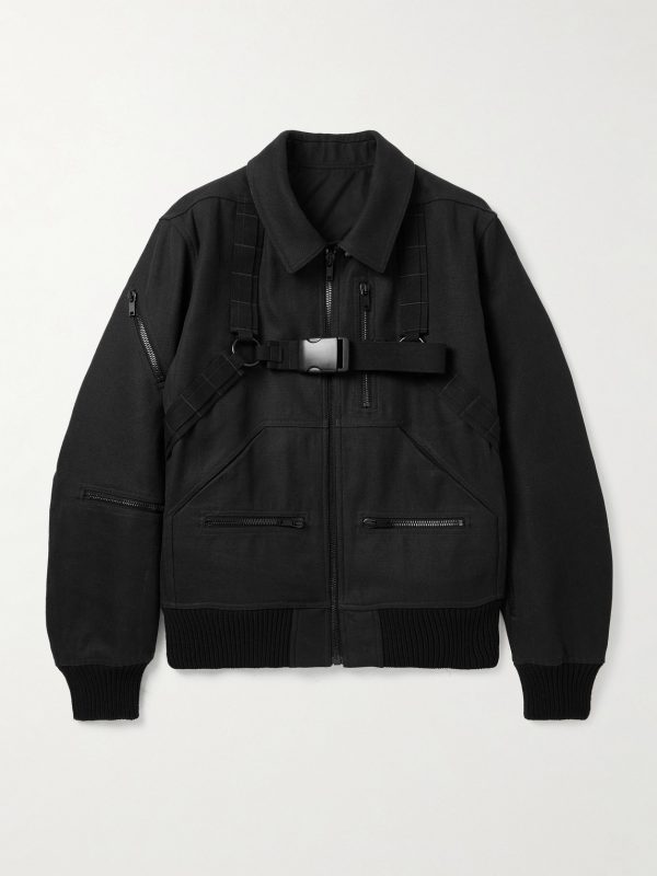 Belted Linen and Wool-Blend Bomber Jacket Belted Linen and Wool-Blend Bomber Jacket