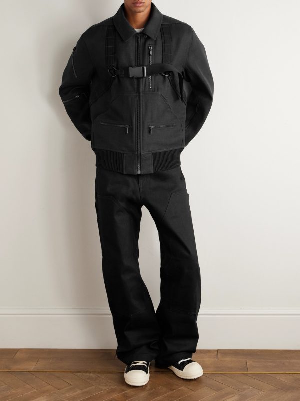 Belted Linen and Wool-Blend Bomber Jacket - OU Belted Linen and Wool-Blend Bomber Jacket - OU