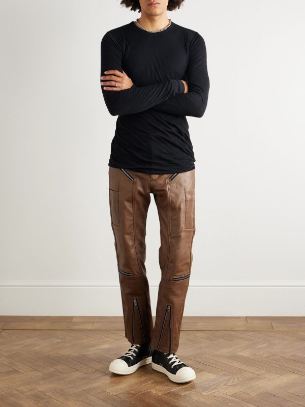 Slim-Fit Leather Trousers - OU Slim-Fit Leather Trousers - OU