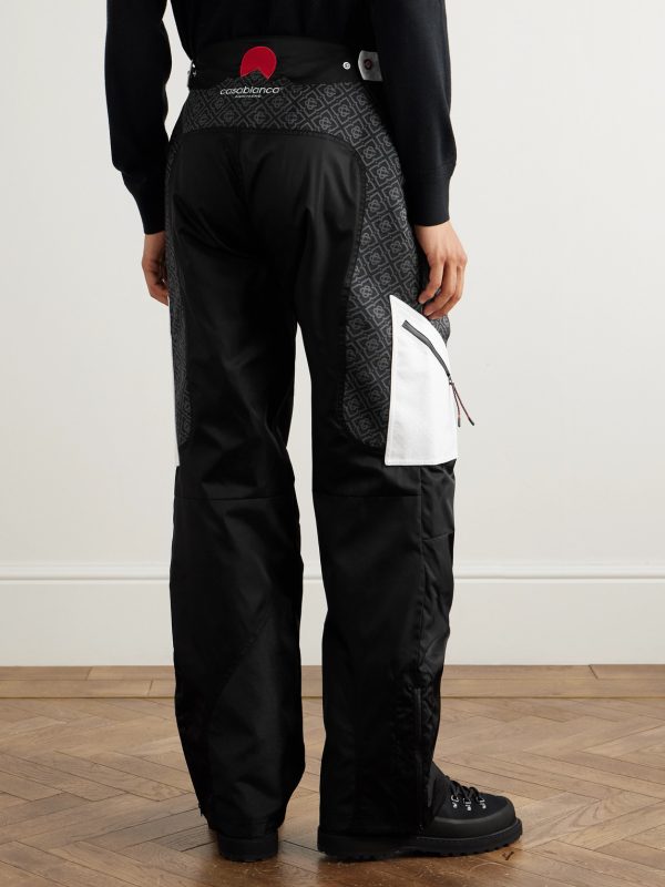 Wide-Leg Logo-Jacquard Ripstop-Panelled Twill Ski Pants - BK Wide-Leg Logo-Jacquard Ripstop-Panelled Twill Ski Pants - BK