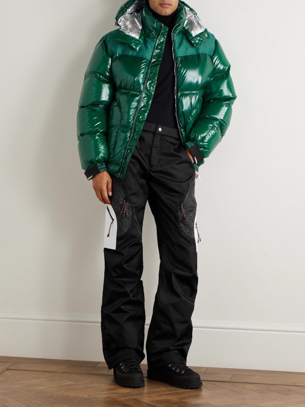 Wide-Leg Logo-Jacquard Ripstop-Panelled Twill Ski Pants - OU Wide-Leg Logo-Jacquard Ripstop-Panelled Twill Ski Pants - OU