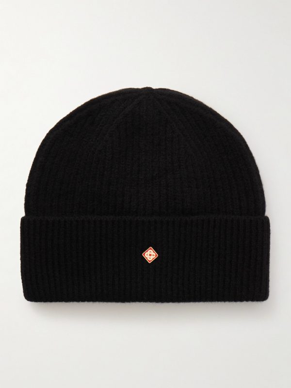 Logo-Appliquéd Ribbed Wool Beanie