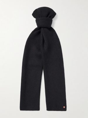 Logo-Appliquéd Ribbed Wool Scarf Logo-Appliquéd Ribbed Wool Scarf