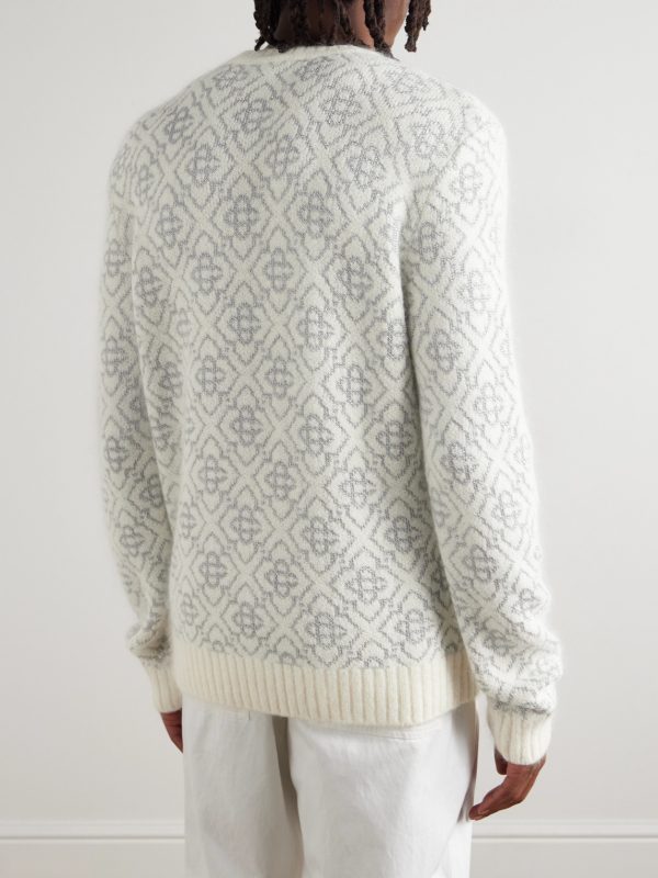 Logo-Appliquéd Jacquard-Knit Sweater - BK Logo-Appliquéd Jacquard-Knit Sweater - BK
