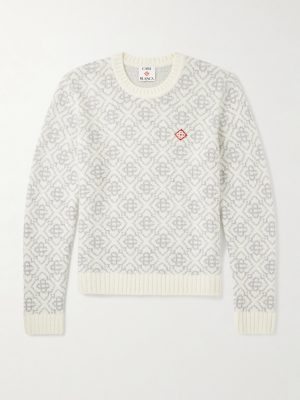 Logo-Appliquéd Jacquard-Knit Sweater Logo-Appliquéd Jacquard-Knit Sweater