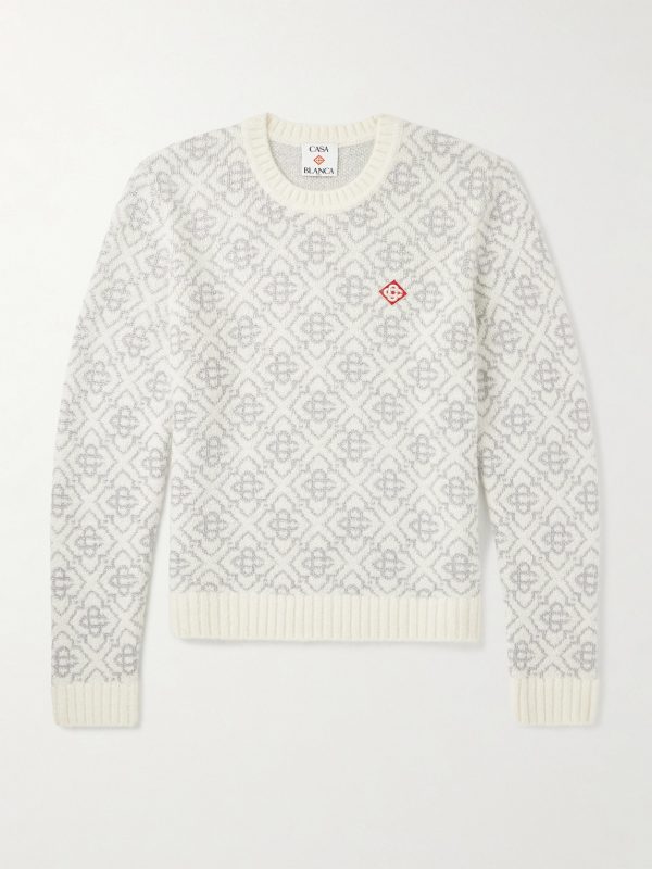 Logo-Appliquéd Jacquard-Knit Sweater Logo-Appliquéd Jacquard-Knit Sweater