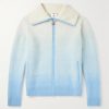 Fluffy Dégradé Knitted Zip-Up Jacket Fluffy Dégradé Knitted Zip-Up Jacket