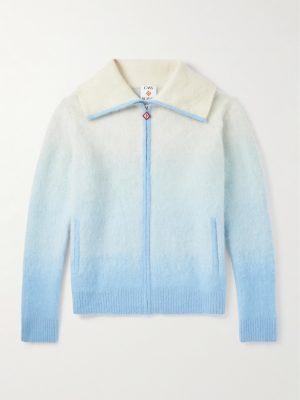Fluffy Dégradé Knitted Zip-Up Jacket