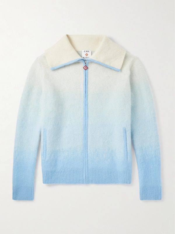 Fluffy Dégradé Knitted Zip-Up Jacket Fluffy Dégradé Knitted Zip-Up Jacket