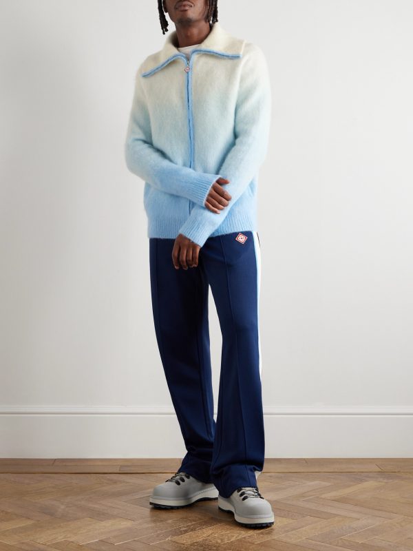Fluffy Dégradé Knitted Zip-Up Jacket - OU Fluffy Dégradé Knitted Zip-Up Jacket - OU