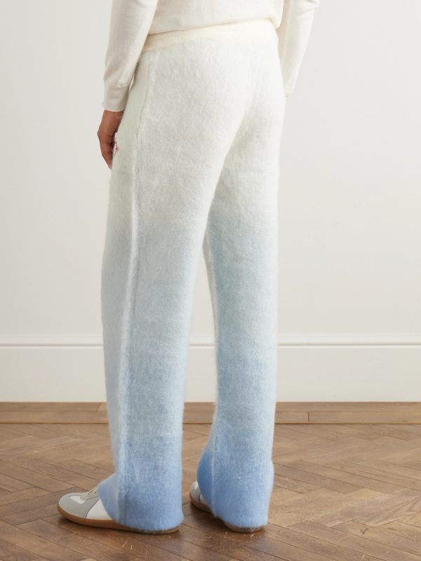 Straight-Leg Logo-Appliquéd Dégradé Brushed-Knit Trousers - BK