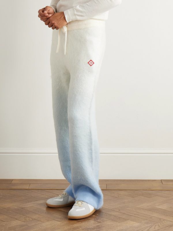 Straight-Leg Logo-Appliquéd Dégradé Brushed-Knit Trousers - FR
