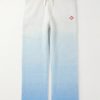 Straight-Leg Logo-Appliquéd Dégradé Brushed-Knit Trousers