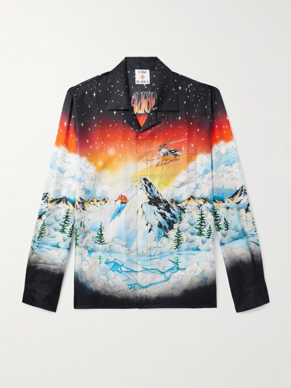 Convertible-Collar Printed Silk-Twill Shirt Convertible-Collar Printed Silk-Twill Shirt