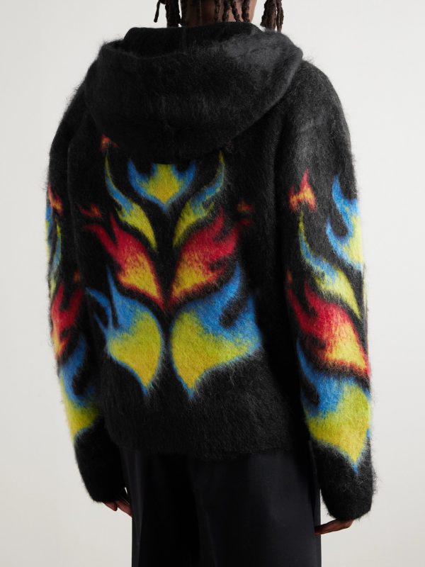 Flame Laurel Brushed-Mohair Zip-Up Hoodie - BK Flame Laurel Brushed-Mohair Zip-Up Hoodie - BK