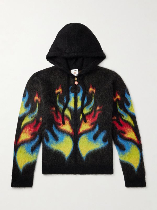 Flame Laurel Brushed-Mohair Zip-Up Hoodie Flame Laurel Brushed-Mohair Zip-Up Hoodie