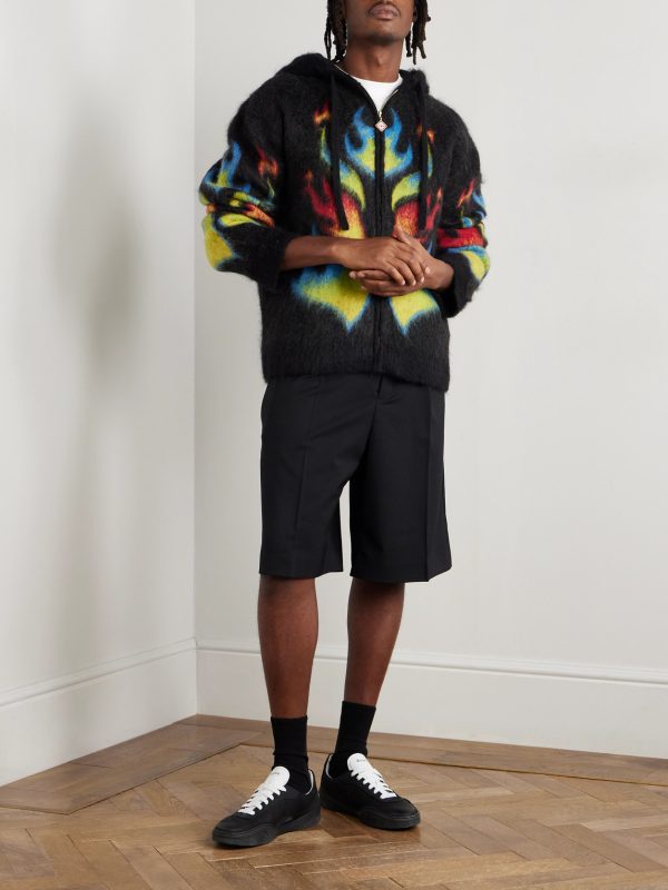 Flame Laurel Brushed-Mohair Zip-Up Hoodie - OU Flame Laurel Brushed-Mohair Zip-Up Hoodie - OU